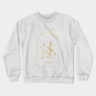 Pisces Zodiac Constellation and Flowers - Astrology and Horoscope Crewneck Sweatshirt